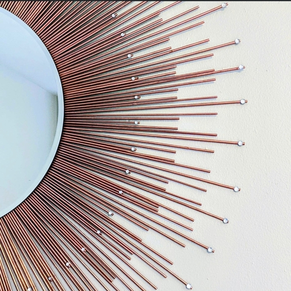 35" COPPER Sunburst Mirror with Gems Home Decor Decorative Wall Mirror - Picture 3 of 5